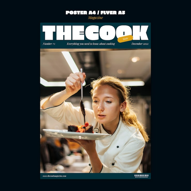 PSD gratuito modello di poster verticale per cucina e cuoco