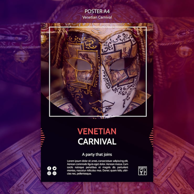 PSD gratuito modello di progettazione per il carnevale veneziano