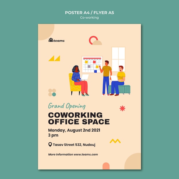 PSD gratuito modello di stampa co-working creativo