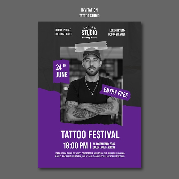 PSD gratuito modello di tatuaggio design piatto