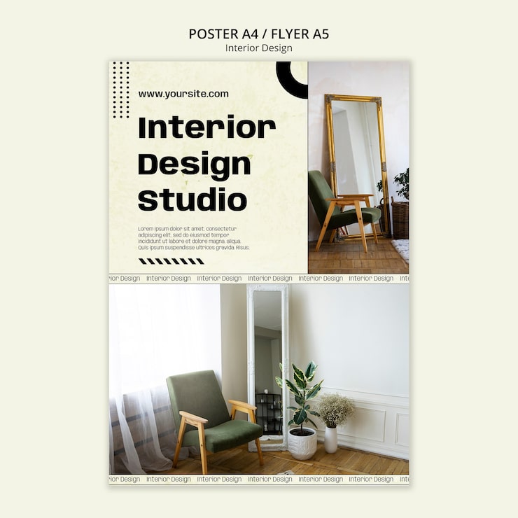 PSD gratuito modello di volantino per l'interior design