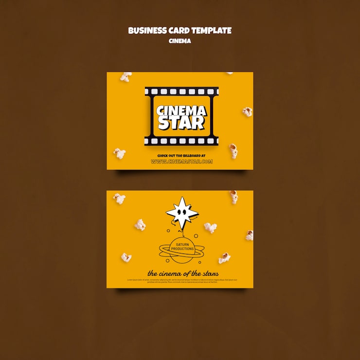 PSD gratuito modello ispirato al cinema per biglietti da visita dal design piatto