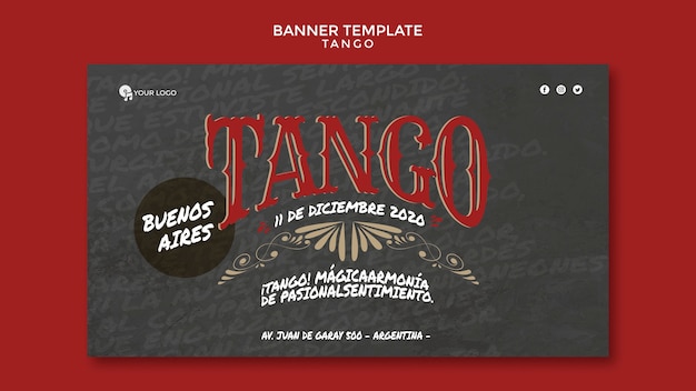 PSD gratuito modello web di buenos aires tango banner evento