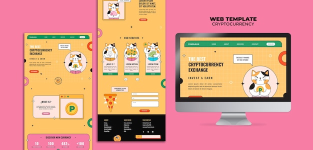 PSD gratuito modello web di scambio di criptovaluta