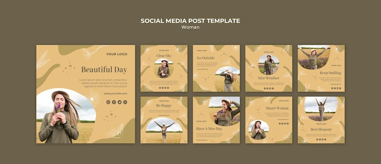 PSD gratuito mujer fuera de publicación en redes sociales