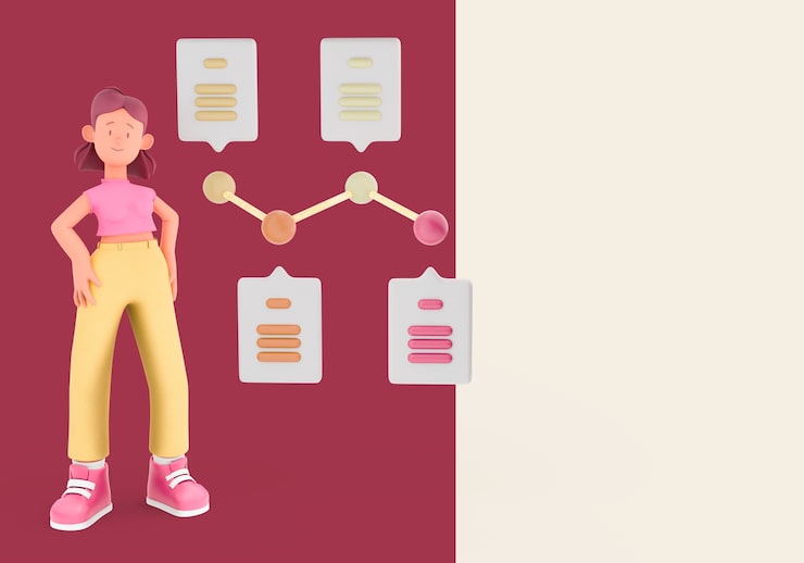 PSD gratuito mujer posando con elementos infográficos