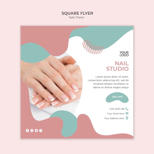 Gratis PSD nagelstudio flyer sjabloon