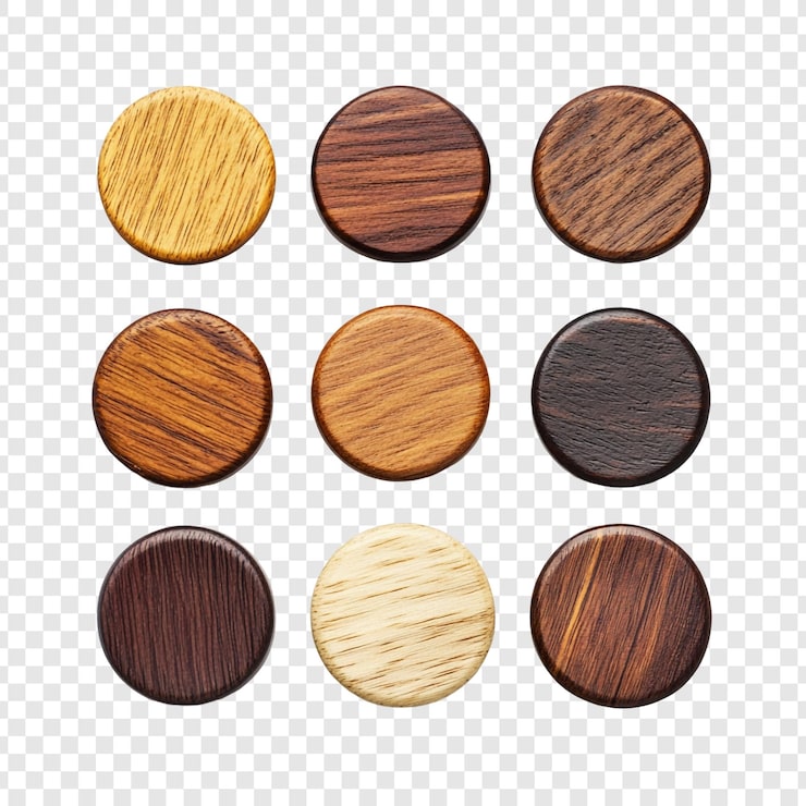 PSD gratuito nueve discos de madera una colección de texturas y tonos de madera