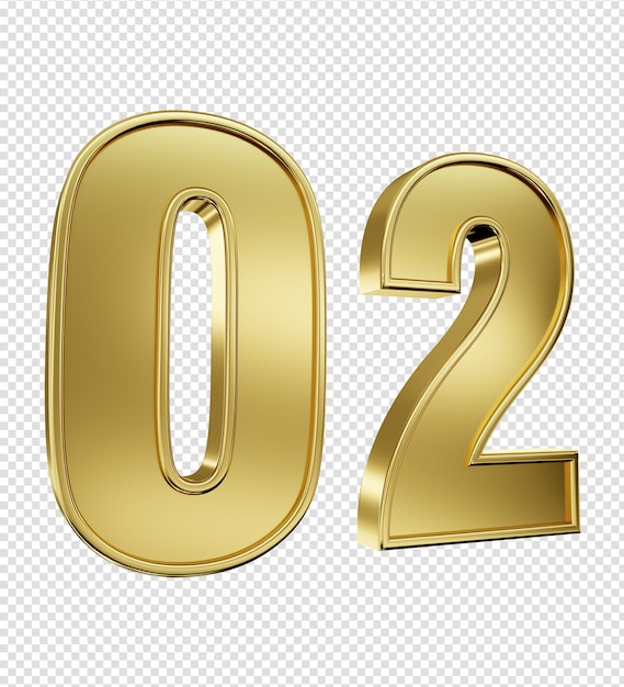 PSD gratuito numero 02 dorato realistico 3d