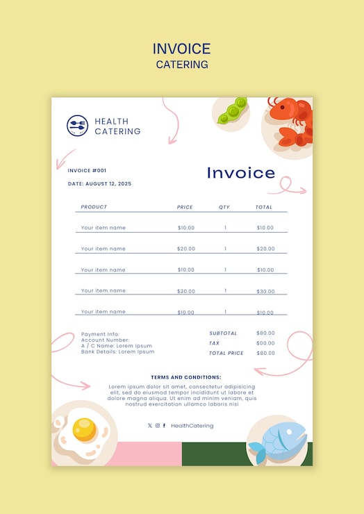 Gratis PSD ontwerp van een template voor catering