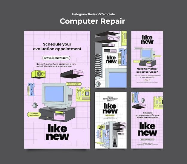 Gratis PSD ontwerp van het sjabloon voor computerreparatie