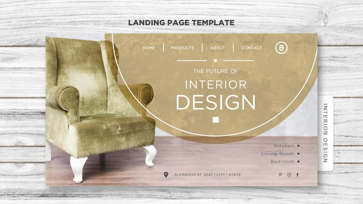 PSD gratuito página de inicio de diseño de interiores