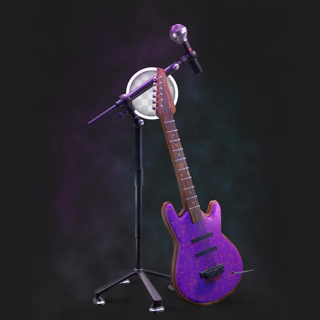 PSD gratuito palco da concerto con microfono e chitarra.