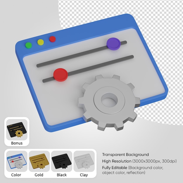 PSD Gratis panel kontrol web 3d