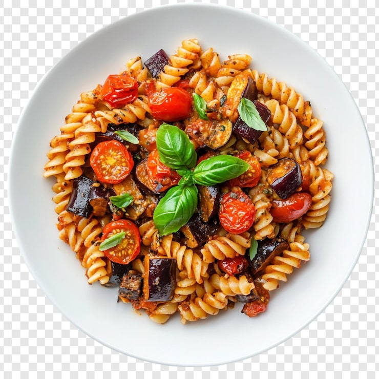 PSD gratuito pasta deliziosa con melanzane e pomodori