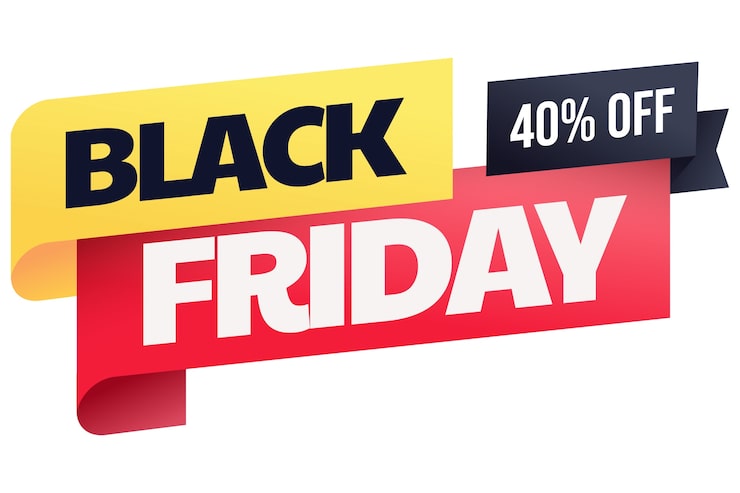 PSD gratuito pegatina con diseño de black friday