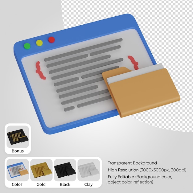 PSD Gratis pengkodean web 3d dengan folder