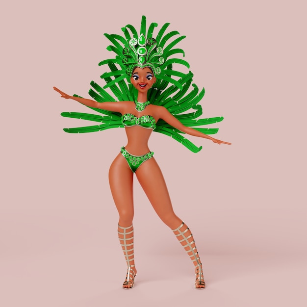 PSD gratuito personaje de bailarines de carnaval brasileños