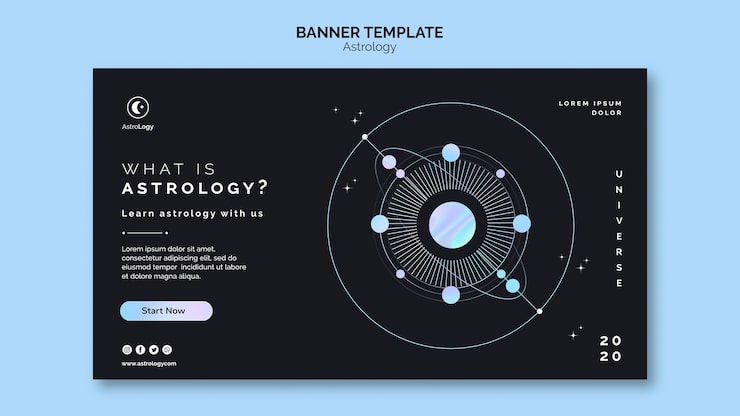 PSD gratuito plantilla de banner de astrología con planetas