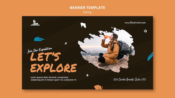 PSD gratuito plantilla de banner de camping y senderismo