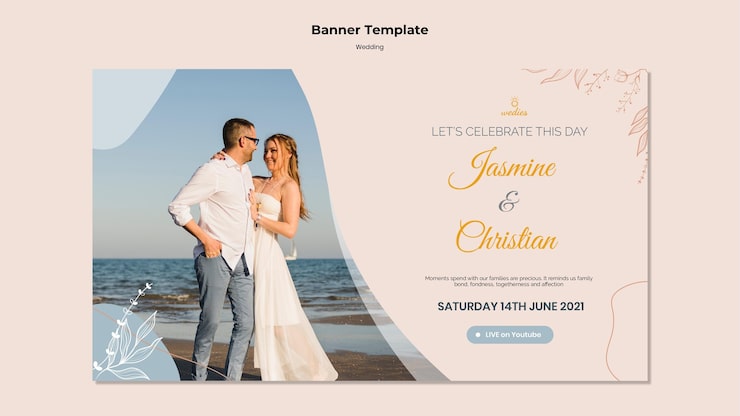 PSD gratuito plantilla de banner para ceremonia de boda con novios