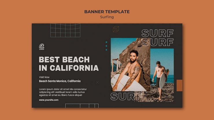 PSD gratuito plantilla de banner de competencia de surf