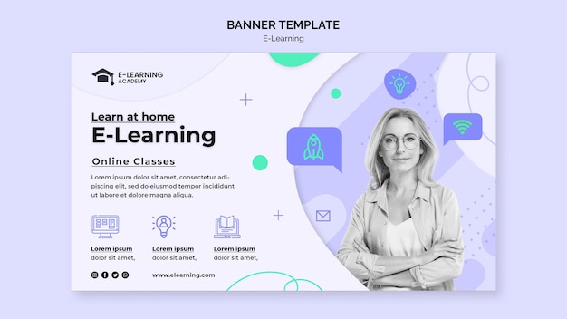 PSD gratuito plantilla de banner de e-learning