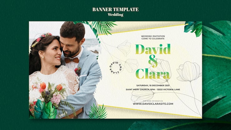 PSD gratuito plantilla de banner horizontal de boda