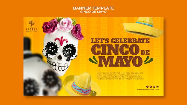 PSD gratuito plantilla de banner horizontal de cinco de mayo