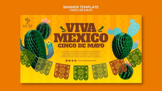 PSD gratuito plantilla de banner horizontal de cinco de mayo