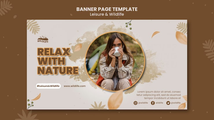 PSD gratuito plantilla de banner de ocio en la naturaleza