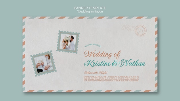 PSD gratuito plantilla de banner de postal de boda