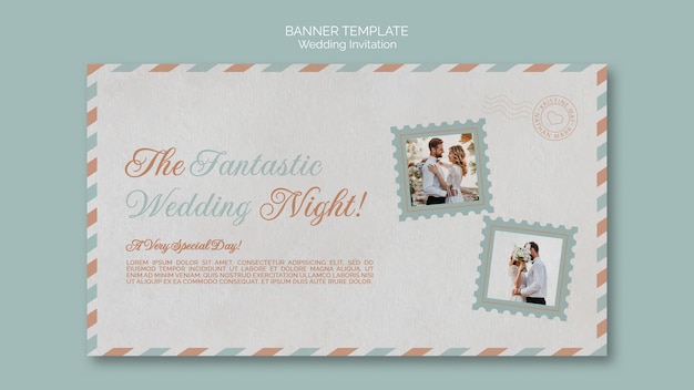 PSD gratuito plantilla de banner de postal de boda