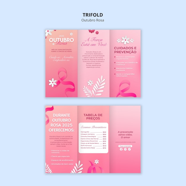 PSD gratuito plantilla de banner tríptico de octubre rosa