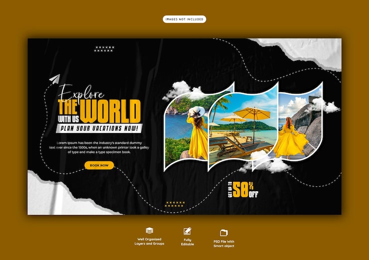 PSD gratuito plantilla de banner web de viajes y turismo