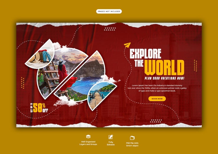 PSD gratuito plantilla de banner web de viajes y turismo
