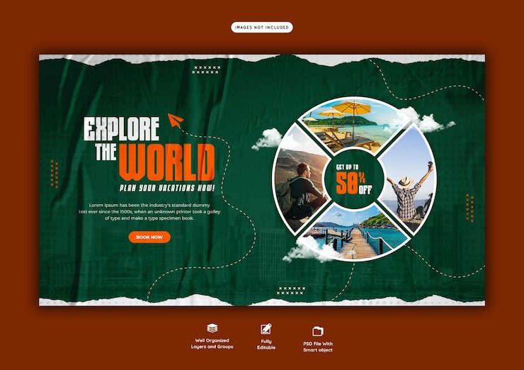 PSD gratuito plantilla de banner web de viajes y turismo