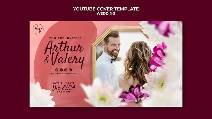 PSD gratuito plantilla de boda de diseño plano