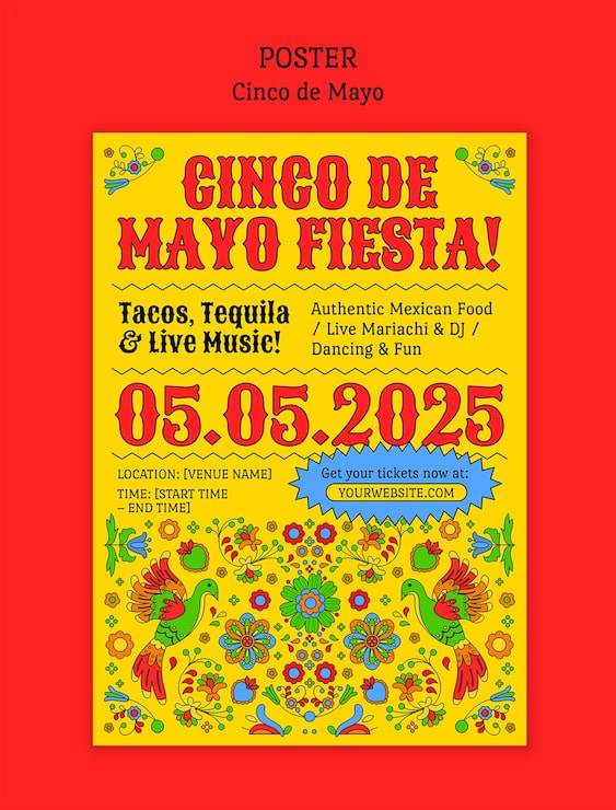 PSD gratuito plantilla para la celebración del cinco de mayo