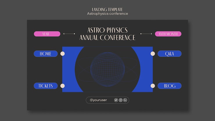 PSD gratuito plantilla de conferencia de astrofísica de diseño plano