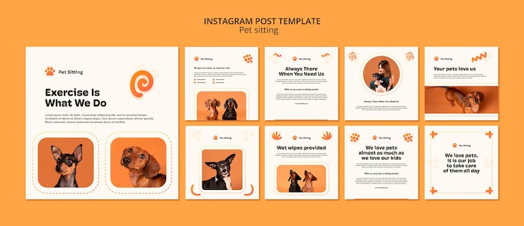 PSD gratuito plantilla de cuidado de mascotas de diseño plano