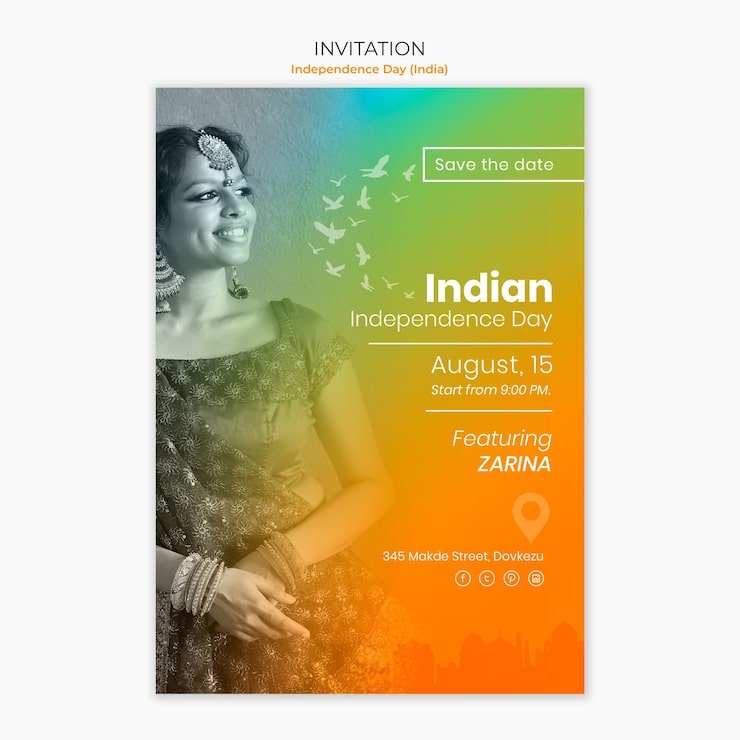PSD gratuito plantilla de degradado del día de la independencia india