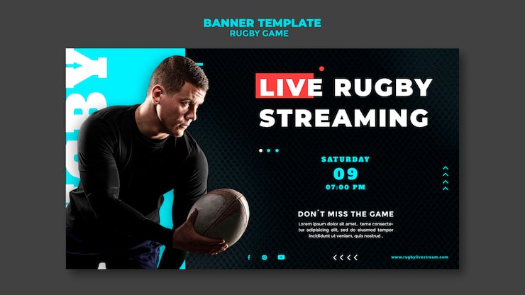 PSD gratuito plantilla de diseño de banner de juego de rugby