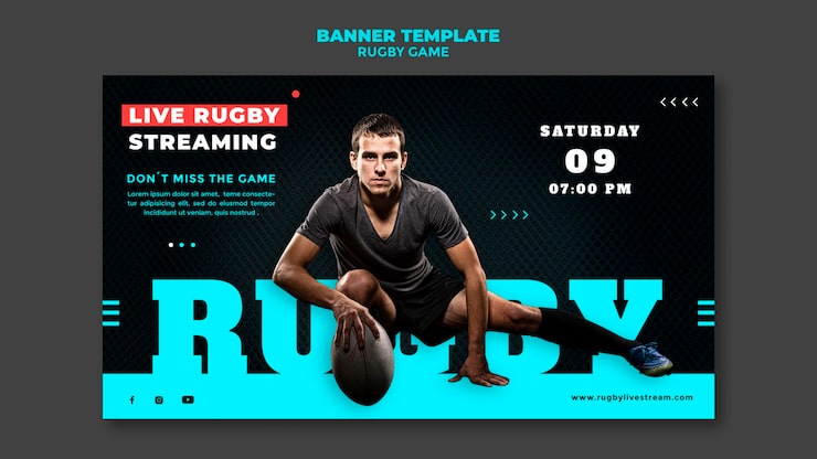 PSD gratuito plantilla de diseño de banner de juego de rugby