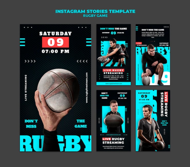 PSD gratuito plantilla de diseño de historia de insta de juego de rugby