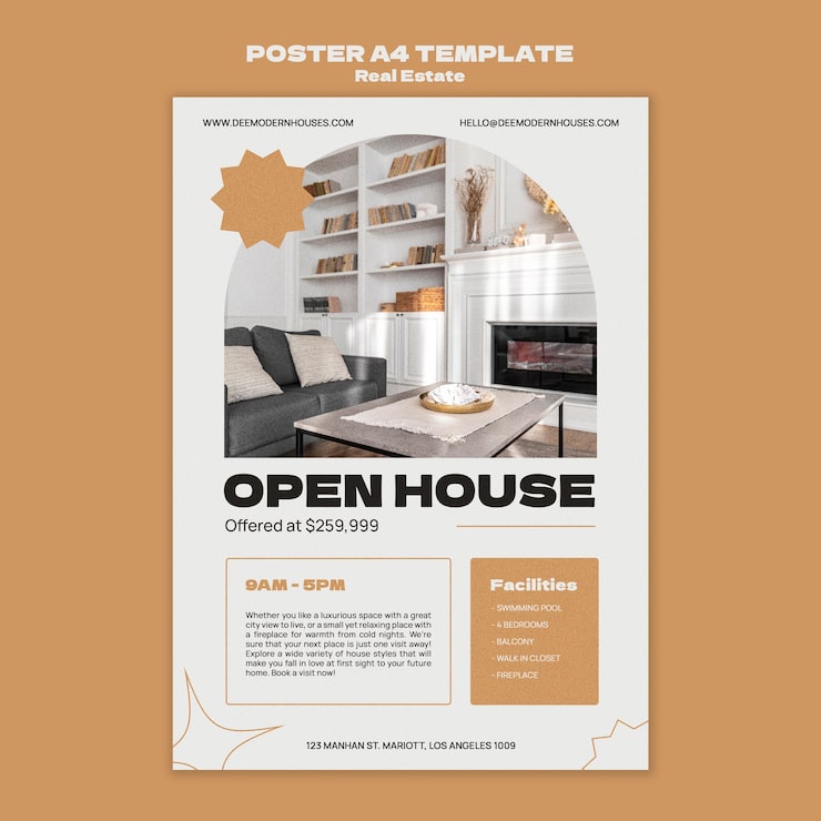 PSD gratuito plantilla de diseño inmobiliario de diseño plano