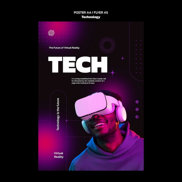 PSD gratuito plantilla de diseño de tecnología de gradiente