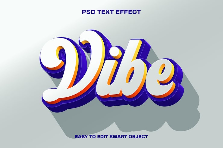 PSD gratuito plantilla de estilo de capa de efecto de texto editable vibe