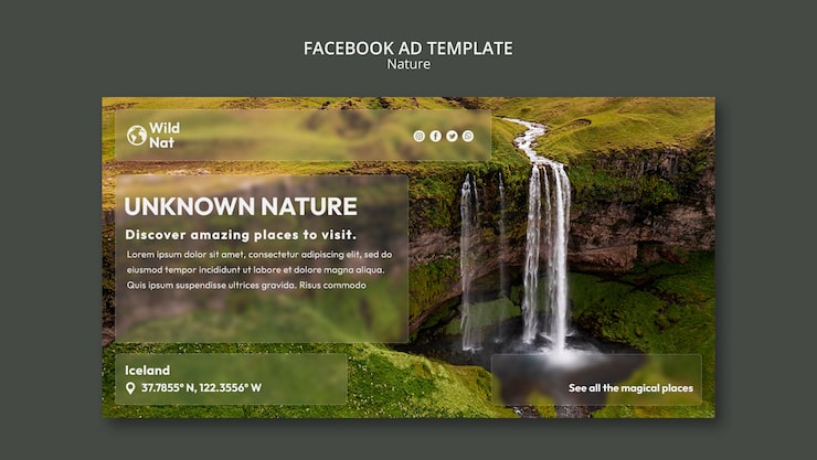 PSD gratuito plantilla de facebook de exploración de la naturaleza