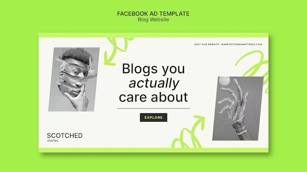 PSD gratuito plantilla de facebook de sitio web de blog mínimo